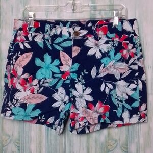 St John's Bay Dark Blue Floral Shorts Size 12